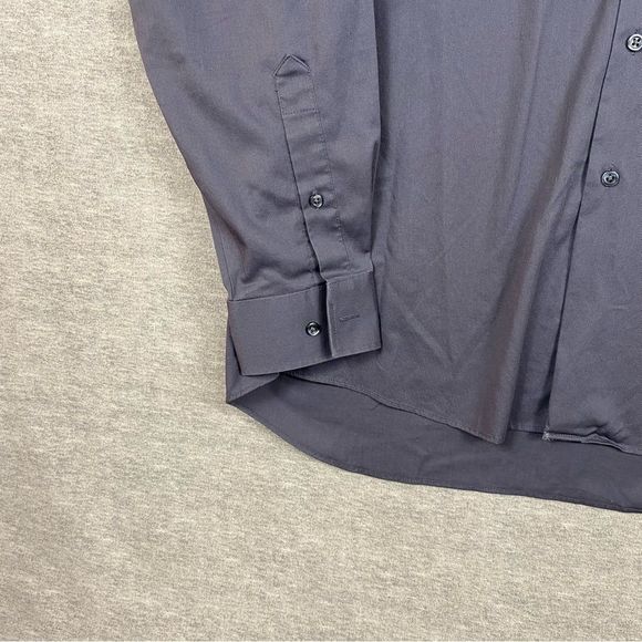 Van Heusen Mens Dark Grey Flex Regular Fit Long Sleeve Button Down Shirt  16 1/2 - Picture 4 of 11